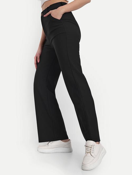 black cotton wide leg trouser - 21179974 - Very Small Image - 1