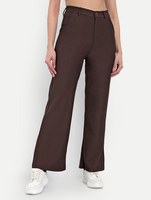 brown cotton wide leg trouser - 21179994 - Very Small Image - 1