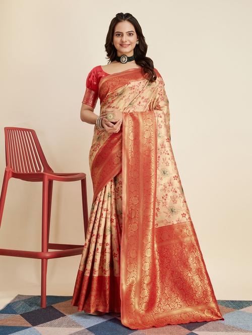 women self design banarasi saree with blouse - 21180255 - Very Small Image - 1