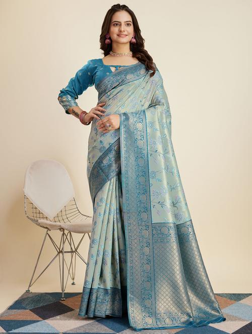 women self design banarasi saree with blouse - 21180270 - Very Small Image - 1