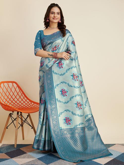 women self design banarasi saree with blouse - 21180276 - Very Small Image - 1