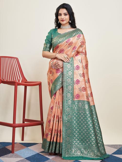 women self design banarasi saree with blouse - 21180285 - Very Small Image - 1