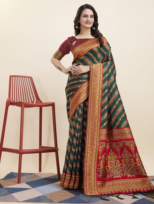women self design banarasi saree with blouse - 21180305 - Very Small Image - 1