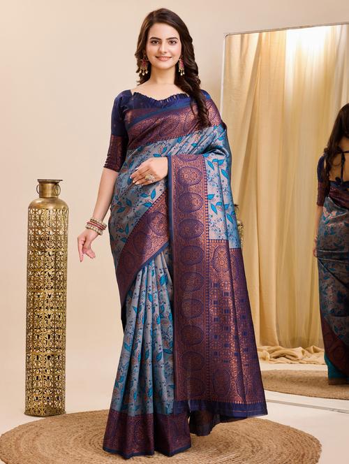 women self design banarasi saree with blouse - 21180354 - Very Small Image - 1