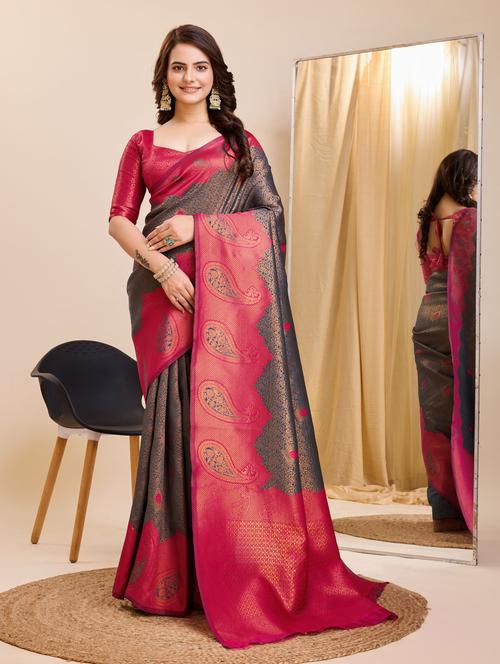 women self design banarasi saree with blouse - 21180361 - Very Small Image - 1