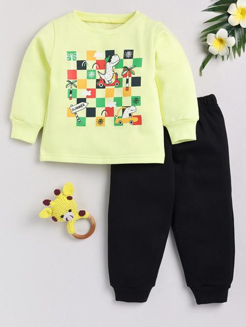 yellow cotton fleece full length set - 21180592 - Very Small Image - 1