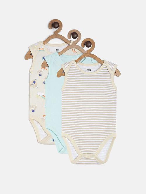 pack of 3 multi coloured printed rompers - 21182636 - Very Small Image - 1