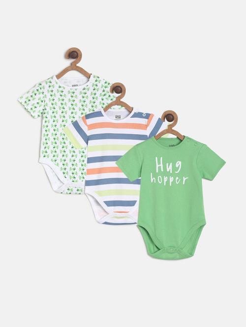 pack of 3 multi coloured printed rompers - 21182699 - Very Small Image - 1