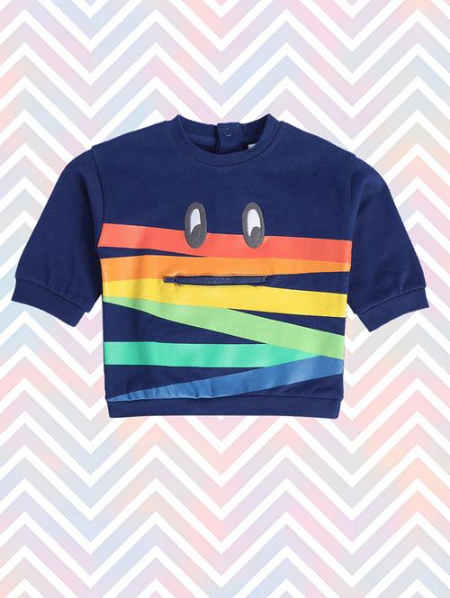navy blue cotton front print t-shirt - 21183496 - Very Small Image - 1