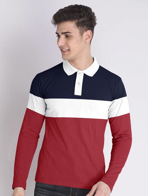 men color block polo neck t-shirt - 21184276 - Very Small Image - 1