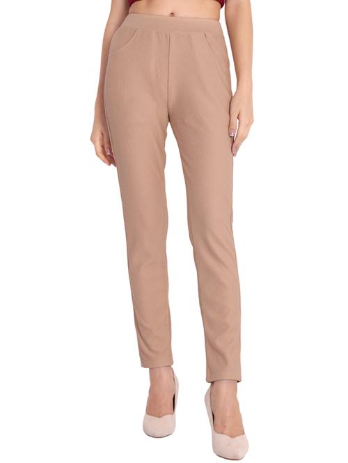 nude brown cotton blend jeggings - 21185471 - Very Small Image - 1