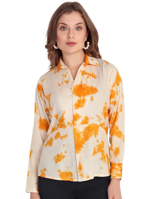 cream cotton blend casual top - 21185485 - Very Small Image - 1