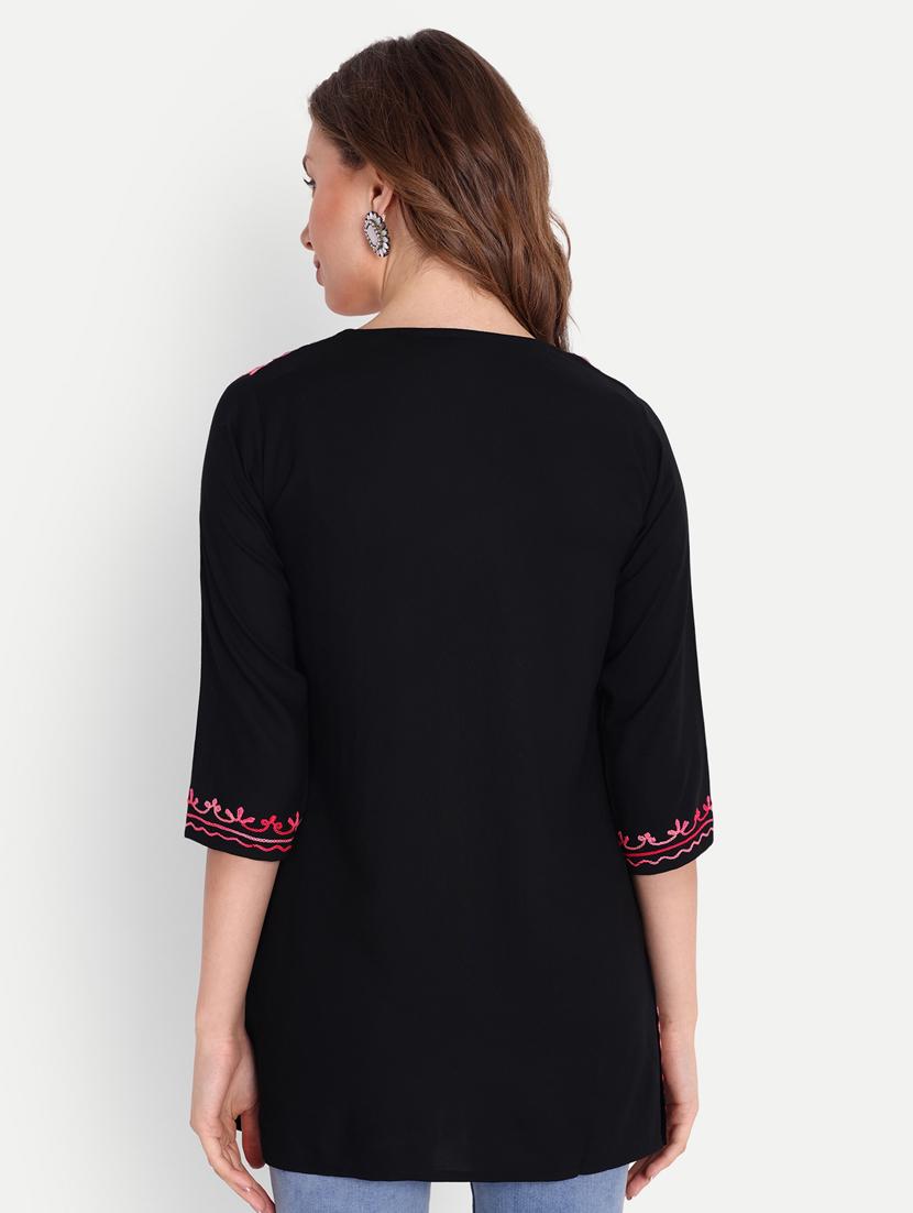 black cotton blend regular tunic - 21185486 - Zoom Image - 2