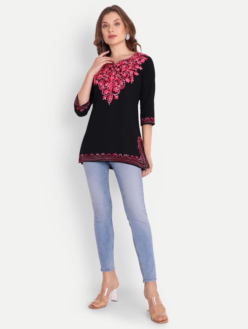 black cotton blend regular tunic - 21185486 - Standard Image - 3