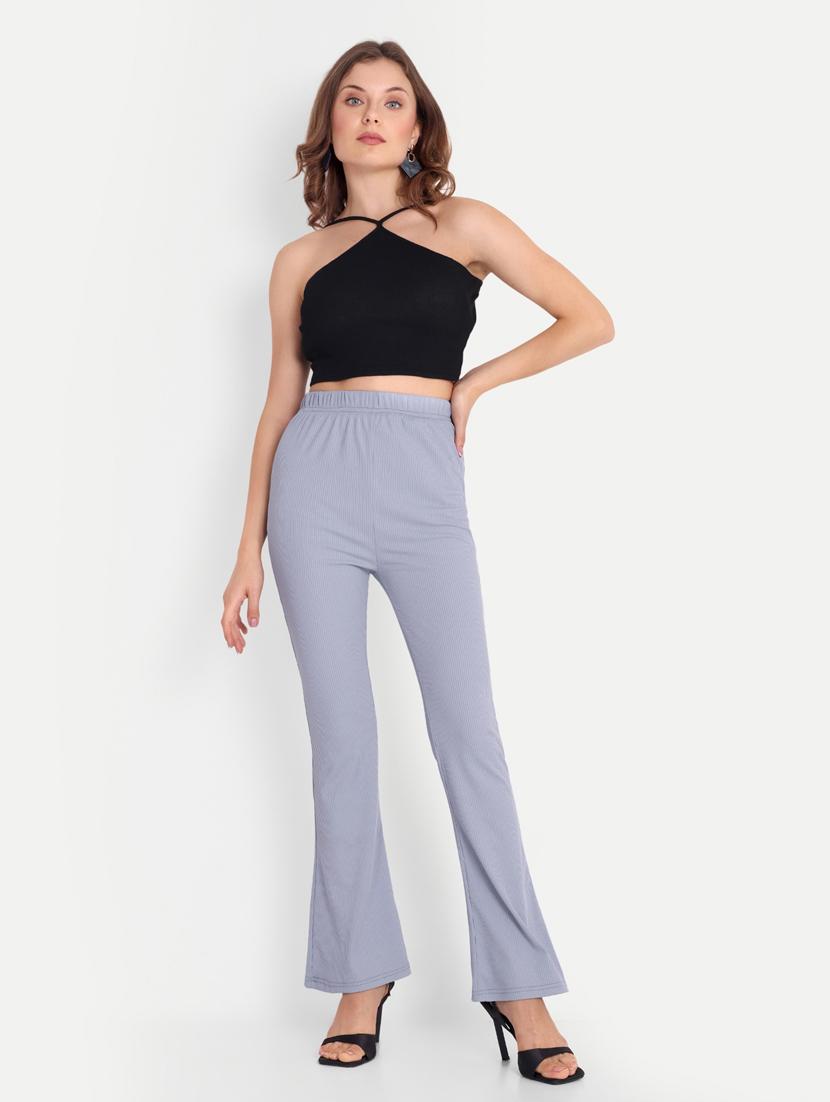grey cotton blend bootcut trouser - 21185494 - Standard Image - 3