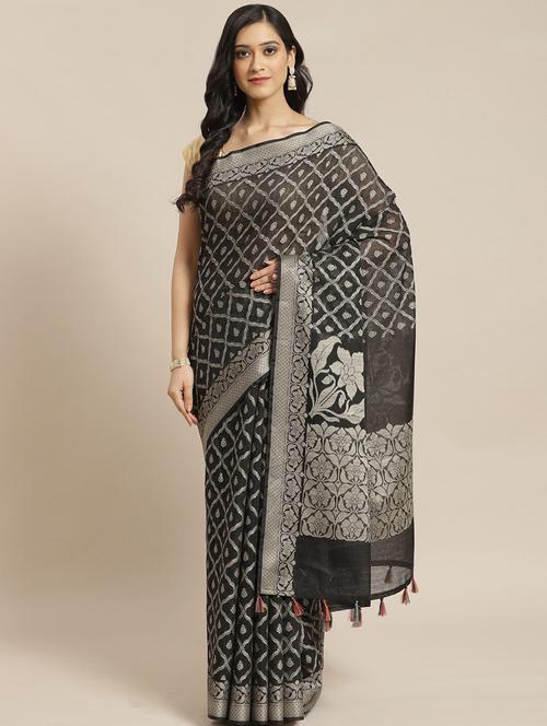 black liva banarasi saree with blouse - 21185602 - Very Small Image - 1