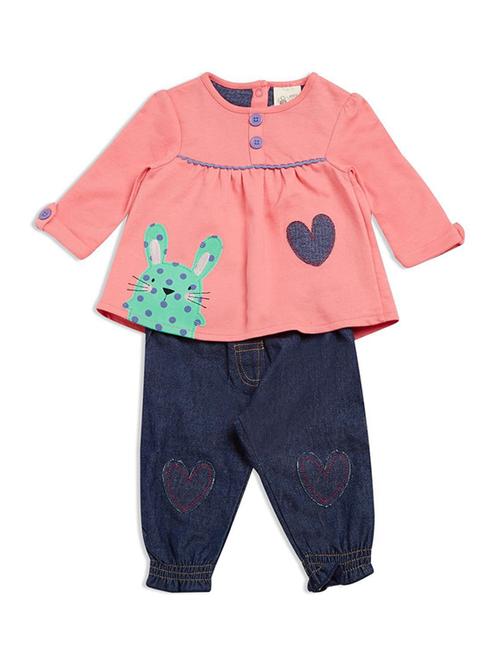 coral printed cotton blend twin set - 21186902 - Very Small Image - 1