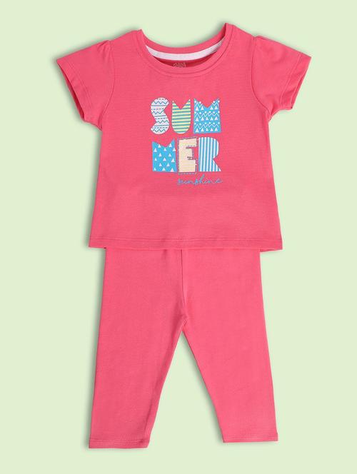 girls round neck printed full length set - 21187000 - Very Small Image - 1