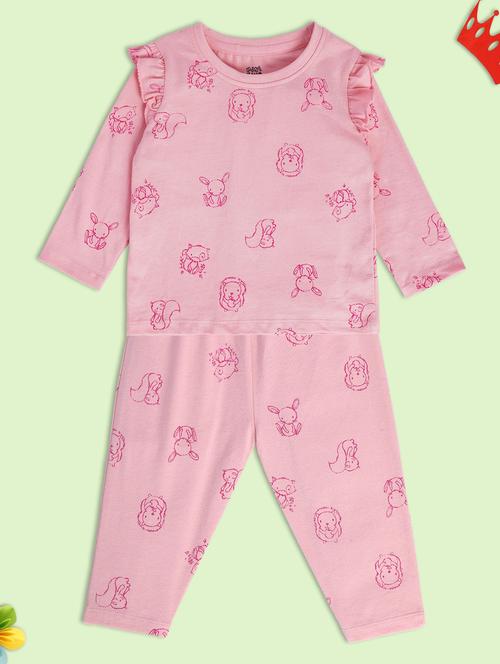 girls round neck printed full length set - 21187027 - Very Small Image - 1