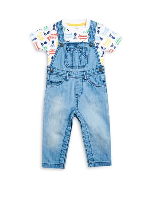 kids solids dungarees with t-shirt - 21187523 - Very Small Image - 1