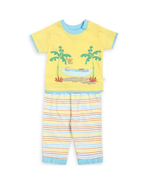 yellow cotton blend full length sets twin & dungree - 21187633 - Very Small Image - 1