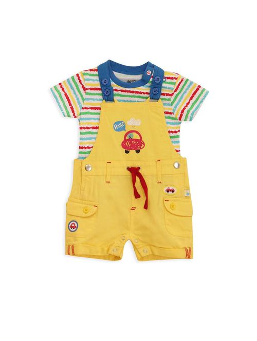 yellow cotton blend dungaree set - 21187641 - Very Small Image - 1