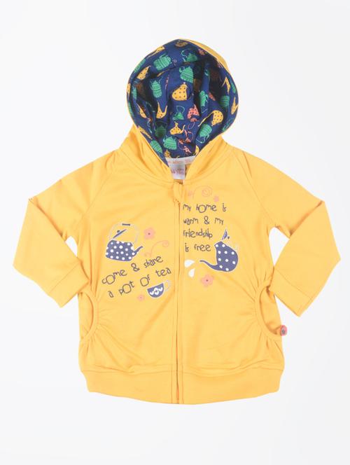 yellow cotton front print sweatshirt - 21188369 - Very Small Image - 1