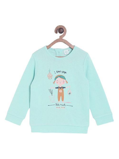 turquoise cotton front print sweatshirt - 21188424 - Very Small Image - 1