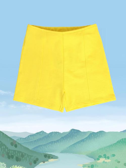 girls yellow solid casual shorts - 21191982 - Very Small Image - 1