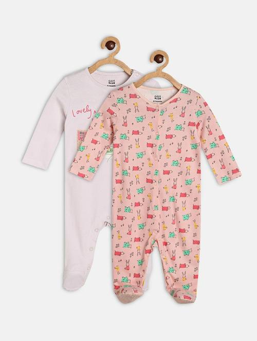 pack of 2 printed round neck nightwear romper - 21193243 - Very Small Image - 1