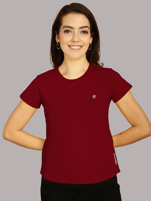 maroon cotton regular tshirt - 21193551 - Very Small Image - 1