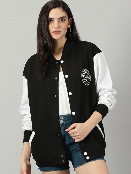 color block varsity jacket with pockets - 21193633 - Very Small Image - 1