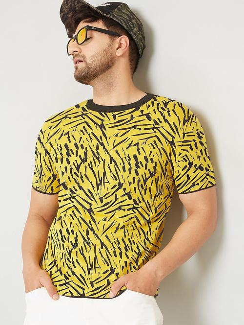 yellow cotton blend all over print t-shirt - 21194061 - Very Small Image - 1