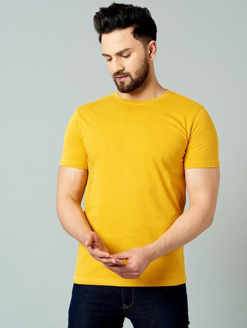 yellow cotton plain t-shirt - 21194079 - Very Small Image - 1