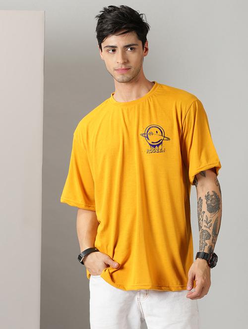 yellow cotton blend back print t-shirt - 21194130 - Very Small Image - 1