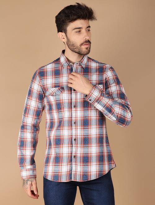 men long sleeved checkered casual shirt - 21194987 - Very Small Image - 1