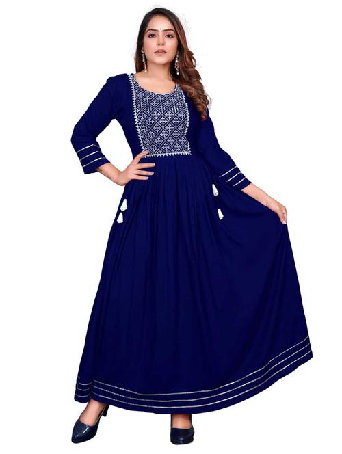 blue rayon anarkali gown - 21198146 - Very Small Image - 1