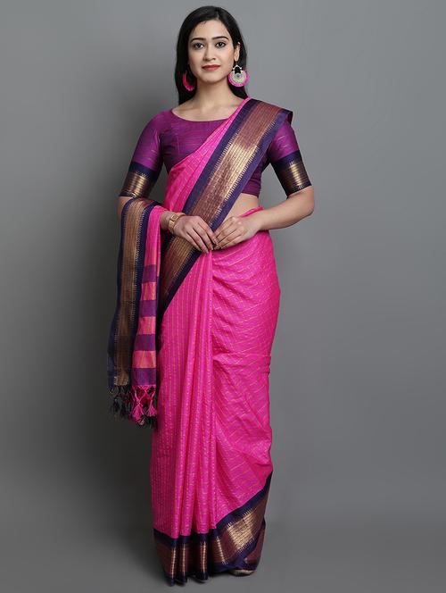 pink self design kovai saree with blouse - 21218087 - Very Small Image - 1