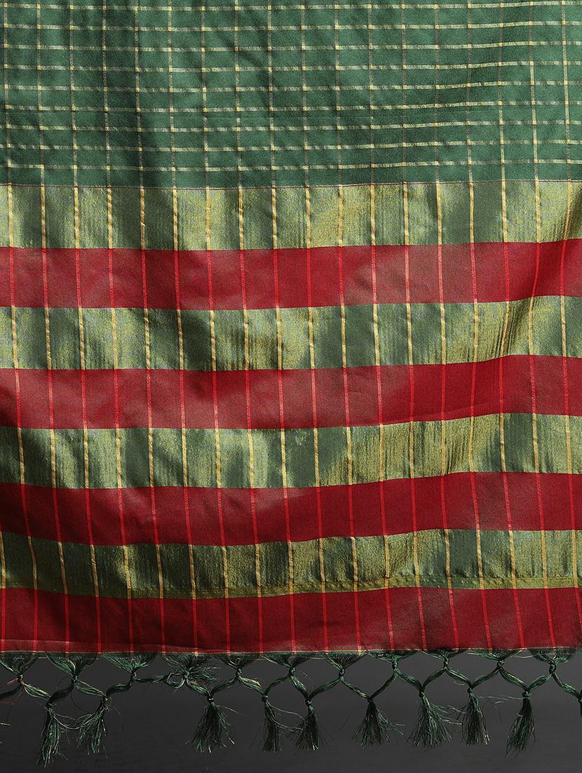 green checkered kovai saree - 21218089 - Zoom Image - 3