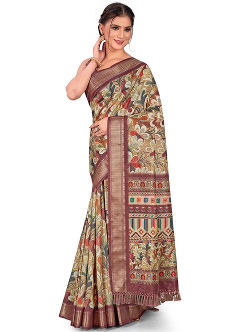 women multi color printed saree with blouse - 21218185 - Very Small Image - 1