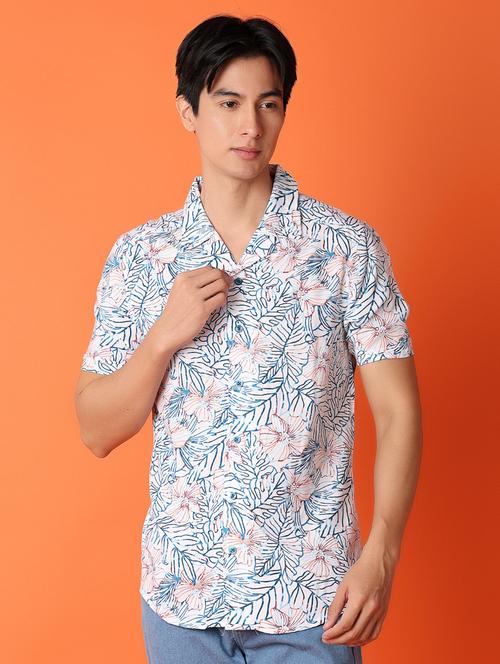 men floral printed short sleeve casual shirt - 21220916 - Very Small Image - 1