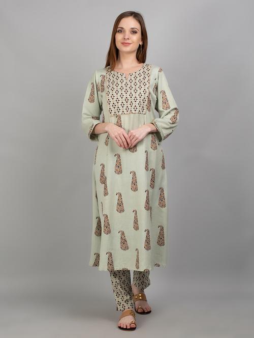 women paisley notch neck kurta pant set - 21221419 - Very Small Image - 1