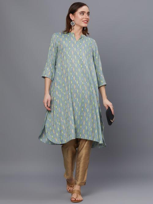 women three quarter sleeve a-line kurta - 21221537 - Very Small Image - 1