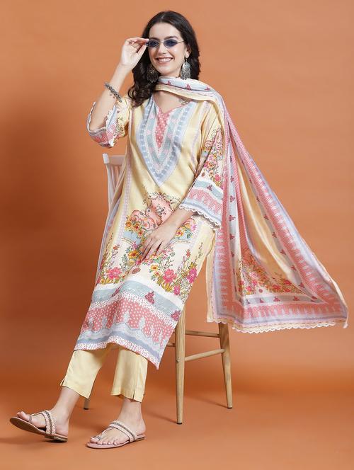 women floral printed kurta pant set with dupatta - 21221675 - Very Small Image - 1