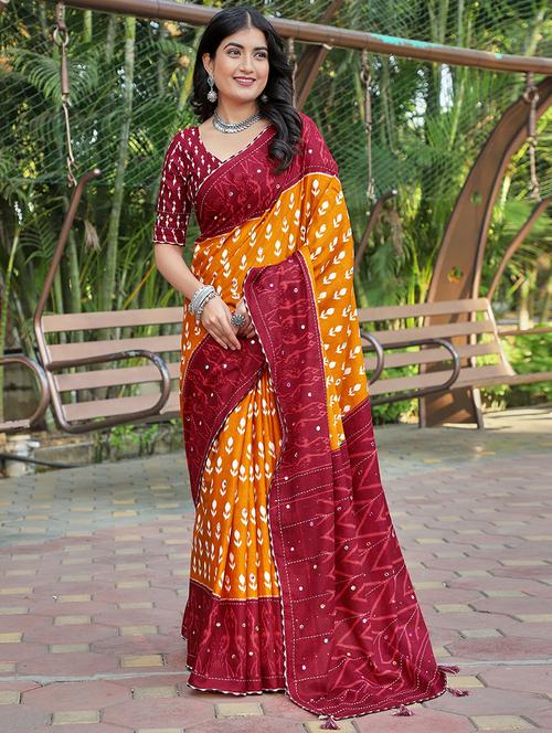 women printed handloom saree - 21221931 - Very Small Image - 1