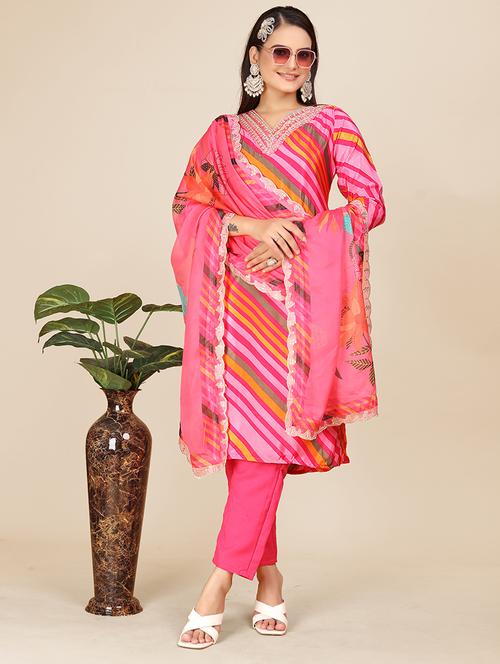 women three quarter sleeve kurta pant with dupatta set - 21222304 - Very Small Image - 1