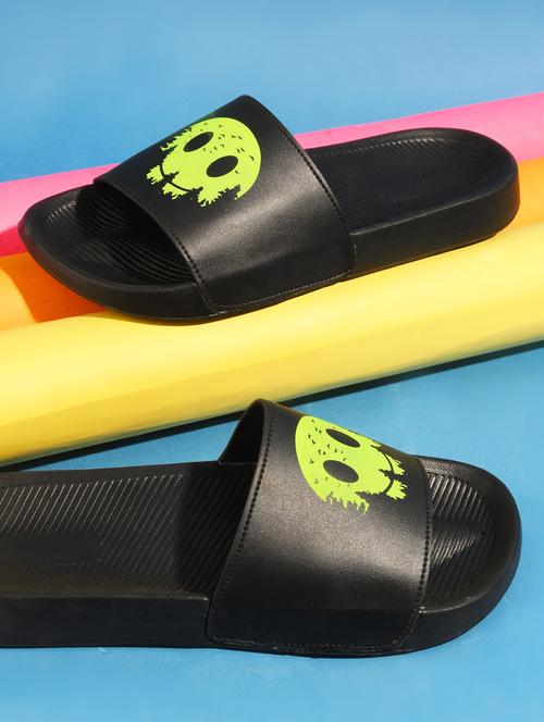 black synthetic slip on flip flops - 21223545 - Very Small Image - 1