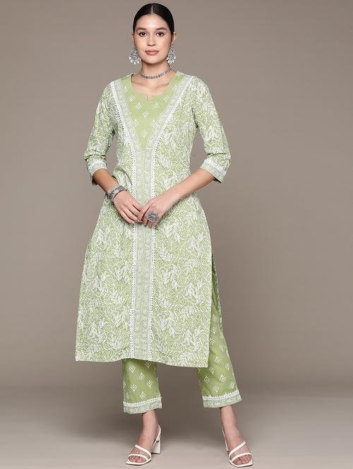 green kurta palazzo set  - 21225094 - Very Small Image - 1