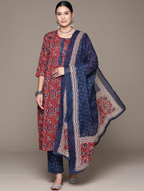 women three quarter sleeve kurta pant with dupatta set - 21225108 - Very Small Image - 1