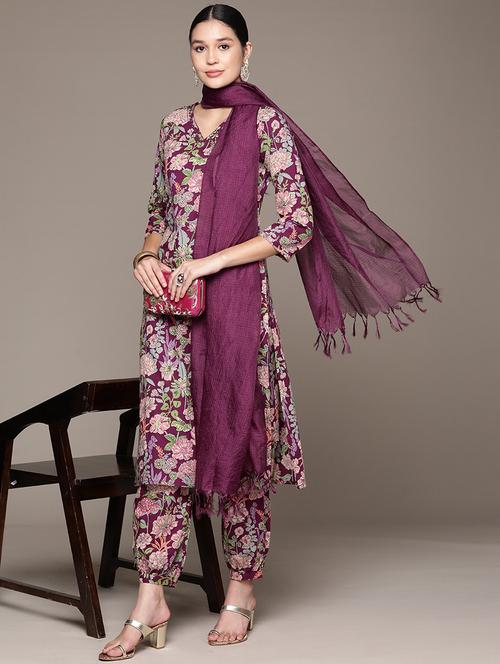 women three quarter sleeve kurta pant with dupatta set - 21225114 - Very Small Image - 1